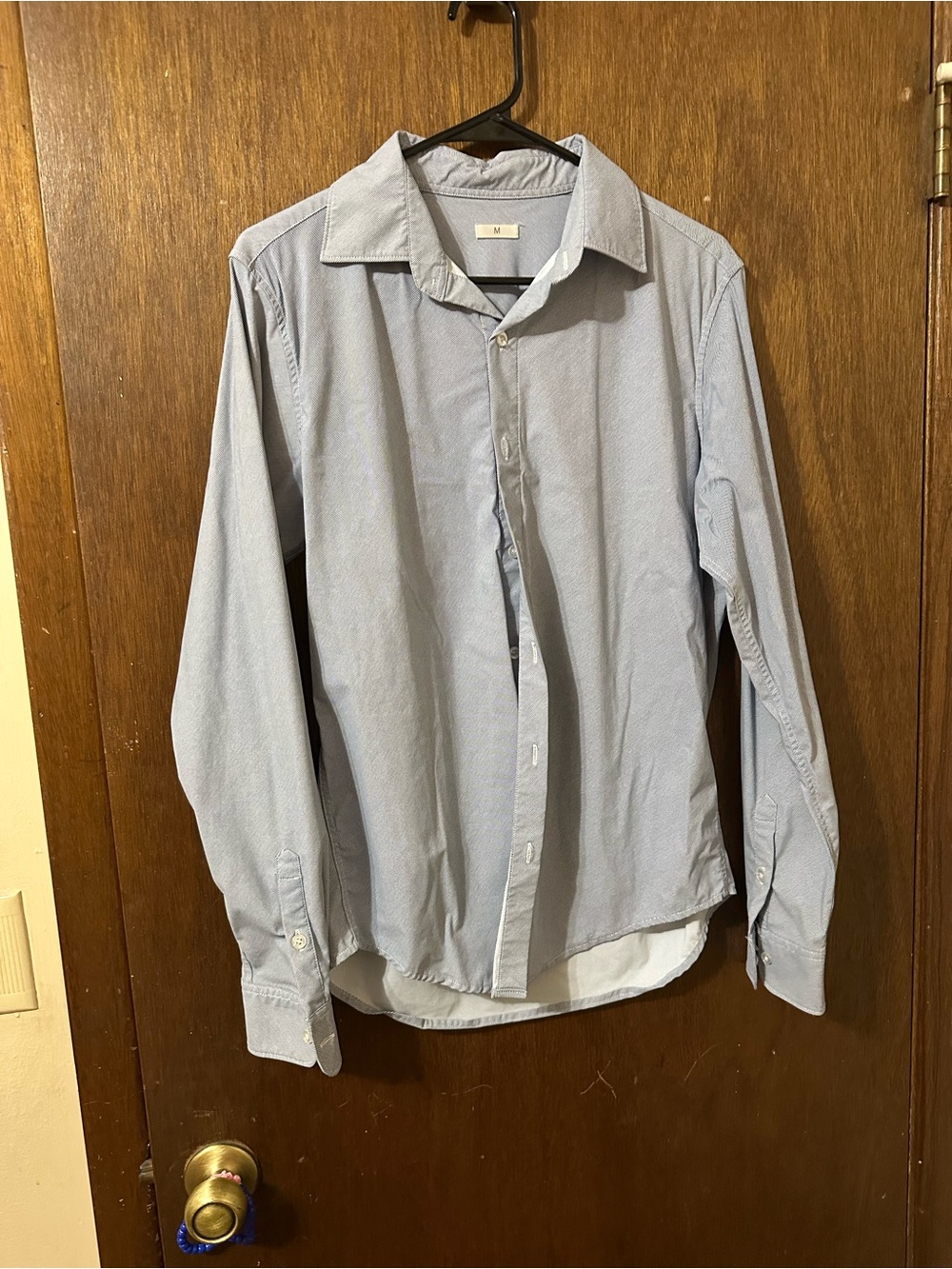 Men's Light Blue Long-Sleeve Button-Up Shirt